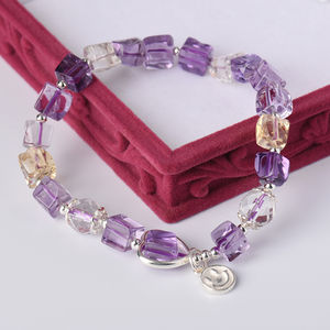 Stylish High-quality Silver Natural Ametrine Loose <b>Gem</b> Bead <b>Bracelet</b> for Engagement Wedding Anniversary & Party Gifts - Product Image 1