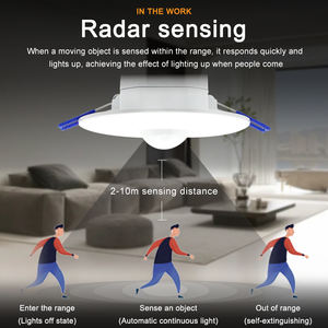 Nuevo AC220 240V 5,8 Ghz agujero 62mm 360 grados interior empotrado pared montaje en <span class=keywords><strong>techo</strong></span> microondas Sensor de <span class=keywords><strong>movimiento</strong></span> <span class=keywords><strong>Detector</strong></span> para luces LED - Product Image 3