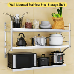 رف تخزين للمطبخ من الفولاذ المقاوم للصدأ 201/304 فضي أبيض قابل للفك متعدد الطبقات سهل التركيب بدون أدوات من تشوانغويلاي - Product Image 6