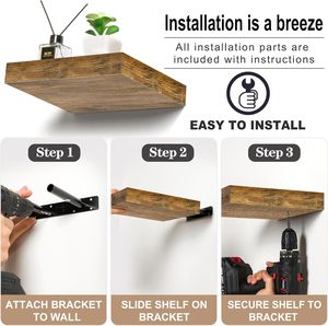 Bán hàng nóng tự nhiên rắn gỗ trang trại hiển thị nổi tường kệ bằng gỗ vuông nổi Rack cho tường lưu trữ - Product Image 4