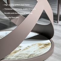 Moderner Luxuriöser Runder Esstisch aus Gehärtetem Glas mit Metallbeinen für 6 Personen, Drehbarer Design-Esstisch, 3 Jahre Garantie