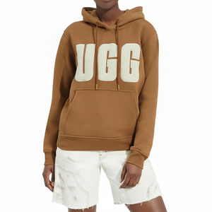 Sweat-shirt surdimensionné à épaules tombantes de Style coréen pour femmes coton à capuche imprimé personnalisé pour l'hiver Position du logo avant - Product Image 1