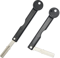 Clé vierge pliable à trou rond avec lame en laiton, boîtier PC et axe rotatif, clé manuelle d'urgence pour serrure intelligente à empreinte digitale