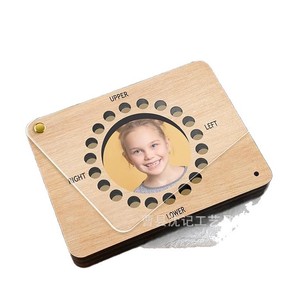 Wooden Baby Tooth <b>Box</b> With <b>Photo</b> Frame Rectangle <b>Storage</b> Keepsake For Children Tooth Preservation - Product Image 5
