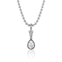 Custom Jewelry Stainless Steel Teardrop Zirconia Pendant Necklace Gold Bead Chain Waterproof Hypoallergenic Tarnish Resistant