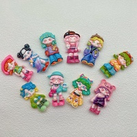 Breloque artisanale en résine sculptée, peinte à la main, motif dessin animé, thème amour, pour épingles à cheveux, porte-clés, patchs pour coques de téléphone à dos plat et accessoires DIY