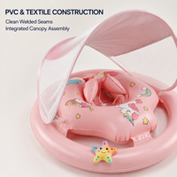 Flotador de Piscina para Bebés con Toldo y Asiento Textil Suave, Anillo Doble de PVC de 0.30 mm para Colecciones de Marca Privada