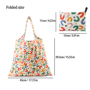 Large Capacity Custom Logo Printed Nylon Bag <b>Recycled</b> Ripstop Grocery Tote Bag Eco Standard Foldable Shopping Bag with Tag - Product Image 3