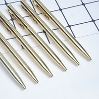 Stylo à bille fin de luxe en or rose, matériau métallique de marque laser personnalisé, bon marché et élégant pour la promotion de fournitures d'hôtel
