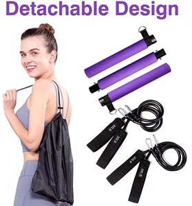 Barre <span class=keywords><strong>de</strong></span> yoga et bâton <span class=keywords><strong>de</strong></span> Pilates réglables portables avec sangles <span class=keywords><strong>de</strong></span> <span class=keywords><strong>pied</strong></span> et bande élastique pour la pratique à domicile - Product Image 2