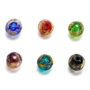 Lampwork Glass Beads 8mm Round Loose Beads For DIY Jewelry Making <b>Bracelets</b> Necklaces Multicolor With Gold Powder - Product Image 5