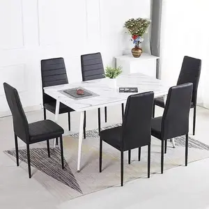 Ventes d'usine de meubles de salon colorés chaises de salle à manger de cuisine chaise de salle à manger en cuir Pu noir à dossier haut