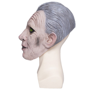 Masque en latex de sorcier, yeux verts, couleur blanche, accessoire de costume de fête unisexe - Product Image 4