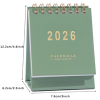 Calendrier de bureau miniature 2026 avec feuille d'or, reliure spirale, calendrier mensuel pour le bureau, la maison, l'école, planificateur, cadeaux d'entreprise personnalisés