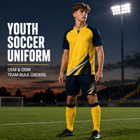 Seragam Sepak Bola Anak Lengan Pendek Bahan Bernapas Cepat Kering dengan Panel Grafis untuk Tim Sepak Bola Remaja, Cocok untuk Kompetisi Harian
