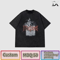 T-shirt ample délavé à l'acide pour hommes, vente en gros OEM, 100 % coton, tissu tricoté de haute qualité avec motif imprimé