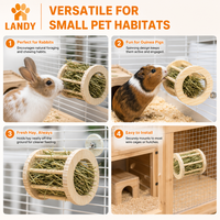 Jouet rotatif en bois naturel pour lapins, chinchillas et petits animaux – Distributeur de foin interactif avec roue tournante pour cage