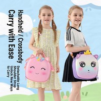Tas Makan Siang Anak Custom Grosir, Desain Hewan Kartun 3D Kucing Unicorn Dinosaurus, Wadah Makanan Termal Oxford EVA, OEM
