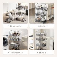 Chariot de rangement multi-niveaux en plastique écologique à haute capacité de charge, étagère mobile en acier inoxydable pour cuisine, bureau, maison, sur roulettes
