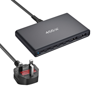 Station de charge Mindpure 455W GaN, chargeur USB C de bureau à 7 ports, 5 USB-C, 2 USB-A, PD 100W, 65W, charge rapide pour ordinateurs portables