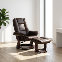 Fauteuil de massage inclinable convertible en cuir avec structure métallique, style Mid-Century Modern, ergonomique et réglable, pour salon ou bureau