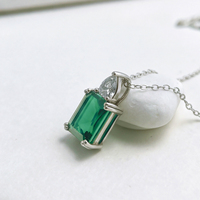 Collier pendentif en argent sterling 925 au design floral vintage, pierre précieuse émeraude cultivée en laboratoire, bijoux certifiés pour cadeau
