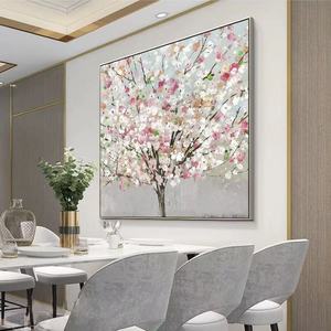 100% Chất Lượng Cao Handmade Hiện Đại Trừu Tượng Hoa Vải Acrylic Bức Tranh Tường Đẹp Màu Hồng Hoa Nhà Khách Sạn Trang Trí - Product Image 2