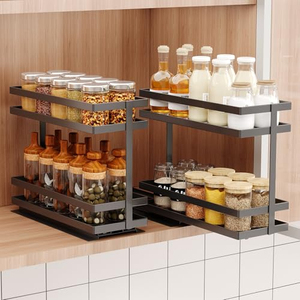 Étagère de rangement coulissante pour épices, sans assemblage, à 2 niveaux, pour les armoires supérieures intérieures - Product Image 1