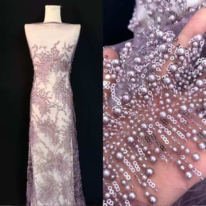 <span class=keywords><strong>Telas</strong></span> de encaje con cuentas y lentejuelas ecológicas para vestidos de fiesta nupcial nigerianos, pedido mínimo de 5 yardas para prendas de vestir - Product Image 6