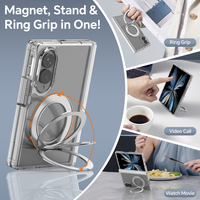 Étui de chargement magnétique personnalisé pour Samsung Galaxy Z Fold 8 ultra transparent avec support rotatif à 360° et protection de la charnière antichoc
