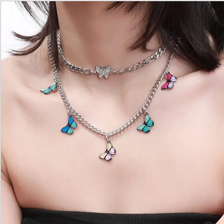 Ins de mode pas cher belle papillon pendentif bat petites filles collier Offres Spéciales