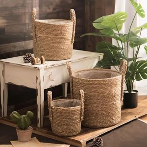 Vente en gros de paniers à plantes en rotin tressé, style nordique, art tricoté, plantes en pot tissées, orchidées papillon, pots à fleurs - Product Image 2