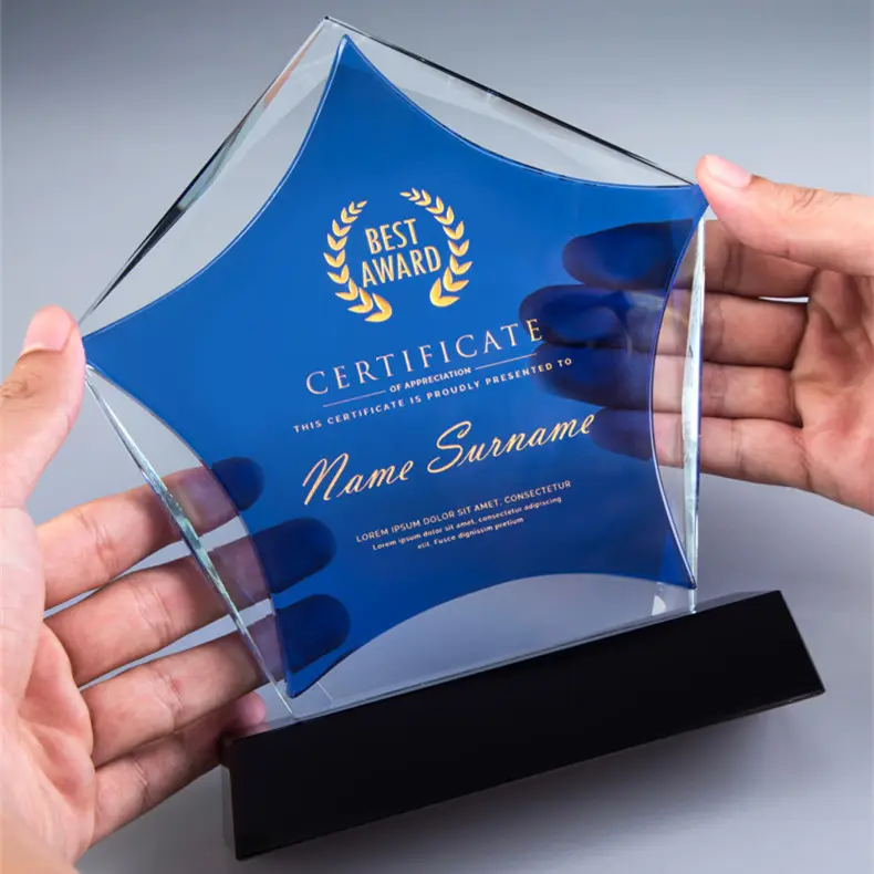 Hete Verkoop Fabriek Direct Custom Logo Clear Blank Crystal Plaque Glass Trofee Crystal Award Trofee