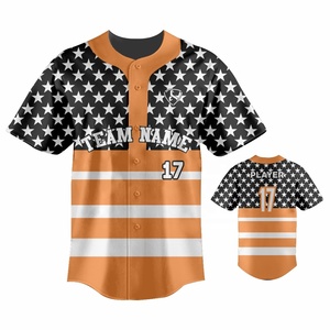 Maillots de baseball PIHA SPORTS, dernier design, polyester respirant, motif étoiles noires, col en V, été, pour hommes, personnalisable - Product Image 1