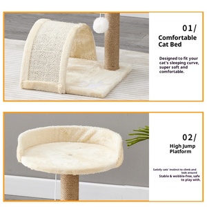 Structure d'escalade pour chat moderne en peluche, personnalisée en usine, avec plateforme de saut intégrée, colonne à griffer et design de nid en sisal - Product Image 5