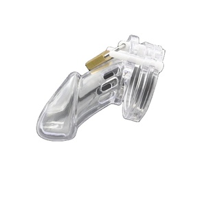 Cage de chasteté masculine en résine avec 5 anneaux pour pénis, verrouillage MUQU ZC-3108, noir/blanc/rose, jouet sexuel de bondage pour hommes - Product Image 5