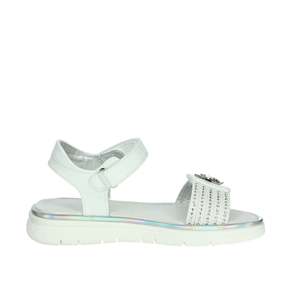 Asso Girls' <b>Sandal</b> AG-17230 White Silver Flat <b>Sandals</b> With Rhinestone Decor And Adjustable Strap - Product Image 4