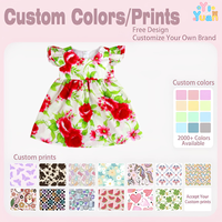 Gaun bunga lengan pendek berkerut untuk anak perempuan, warna dasar putih dengan motif mawar merah, kerah bulat, resleting belakang, rok swing untuk liburan musim panas dan acara kumpul-kumpul.