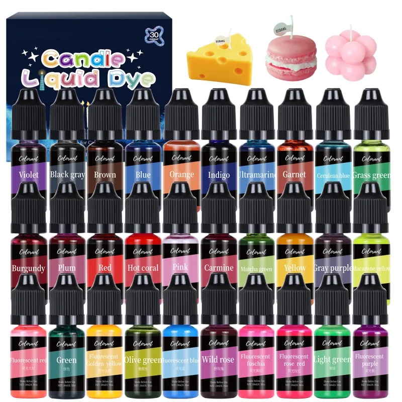 30 renkler 10ml set sıvı mum pigment boya yüksek konsantre renklendirici DIY mumlar ve sabun için el yapımı zanaat