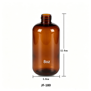 Amber PET <b>Plastic</b> Bottles 2OZ 4OZ 8OZ With Lotion Pump And Spray <b>Cap</b> For Cosmetic Use - Product Image 3