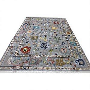 Masnuaat-e-Hind Hand Knotted Modern Wool <b>Rug</b> Non-Slip Backing Floral Pattern Medium <b>Pile</b> Medium <b>Thickness</b> Commercial Home Use - Product Image 1