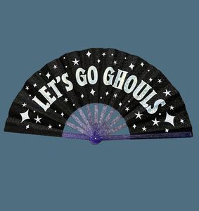 Customized UV Light Large Bamboo Folding Rave <b>Hand</b> <b>Fan</b> for Music Festival - Product Image 4