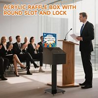 Grande boîte à suggestions en acrylique sur mesure avec support de panneau verrouillable avec roues pour la collecte de fonds caritative