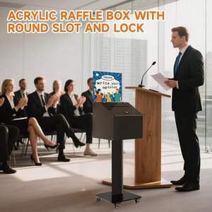 Bespoke กล่องอะคริลิกตั้งพื้นขนาดใหญ่กล่องใส่คำแนะนำที่ล็อคได้พร้อมที่แขวนป้ายล้อสำหรับการลงคะแนนการกุศล - Product Image 5