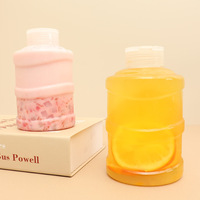Botol Plastik PET Transparan Mini Gaya Influencer untuk Minuman Teh Susu 500ml, Cangkir Kreatif dengan Tutup Plastik, Teh Bunga, Grosir