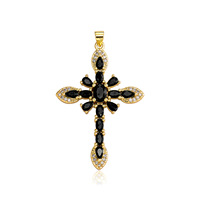 Collier long avec pendentif en zircon croisé de haute qualité en gros, plaqué or 18 carats en laiton, tendance