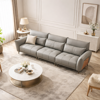 Canapé en cuir de luxe scandinave moderne, mousse haute densité, trois sièges profonds, design minimaliste et élégant pour salon