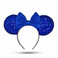 Pita Rambut Minnie dengan Hiasan Glitter dan Payet, Bando Kuping Pita untuk Anak Perempuan, Aksesoris Rambut untuk Festival dan Pesta