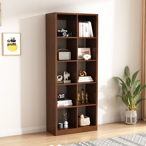 <b>Solid</b> Rubberwood Modern Minimalist No Back Panel Living Room Storage Rack Library Study Floor Bookshelf Wall-Side Home Furniture - Product Image 3
