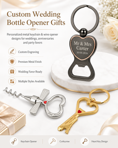 Llavero abridor de botellas con forma de corazón personalizado para recuerdos de boda con grabado personalizado, resistente al óxido y sin plomo. - Product Image 4